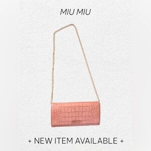 MIU MIU PINK CROC EMBOSSED LEATHER CONTINENTAL WALLET W/ AFTER MARKET CHAIN 🐊